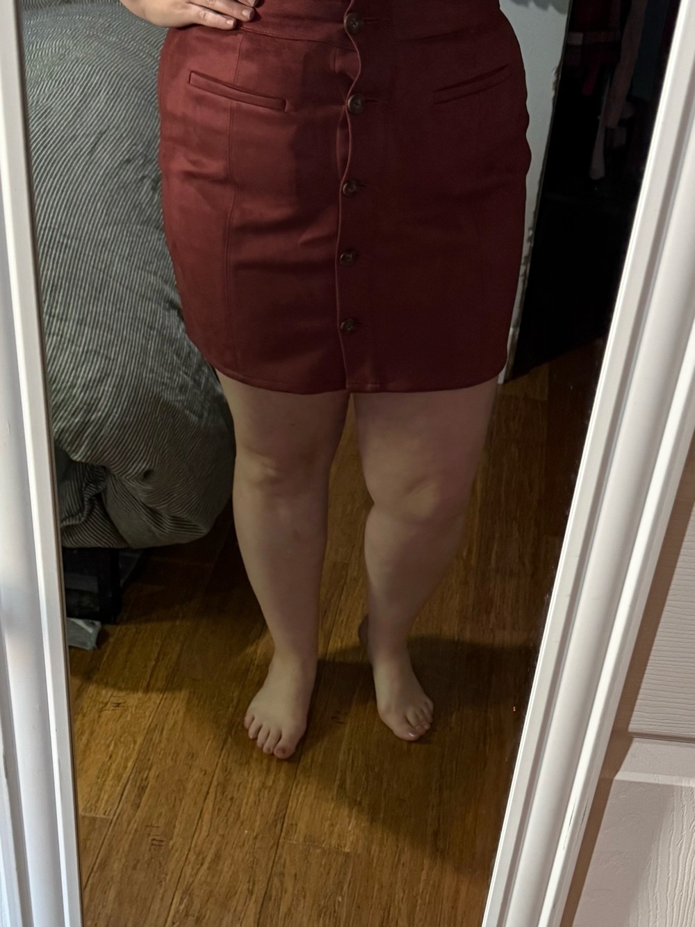 Maurices Brick Red Button-Front Mini Skirt